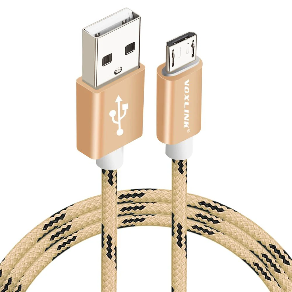 VOXLINK Micro USB кабель 2A Быстрая зарядка микро кабель для передачи данных для samsung/xiaomi/lenovo/huawei/htc/Meizu Android кабели для мобильных телефонов - Цвет: Gold