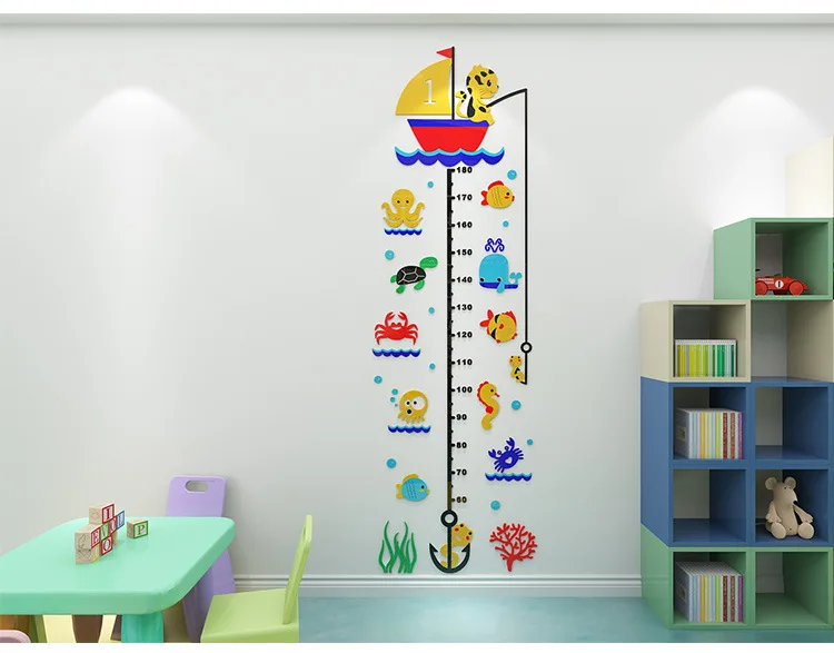 Акриловые 3D Ростомер морской жизни 3d настенные наклейки для детской комнаты мультфильм детский Ростомер стикер на стену спальня