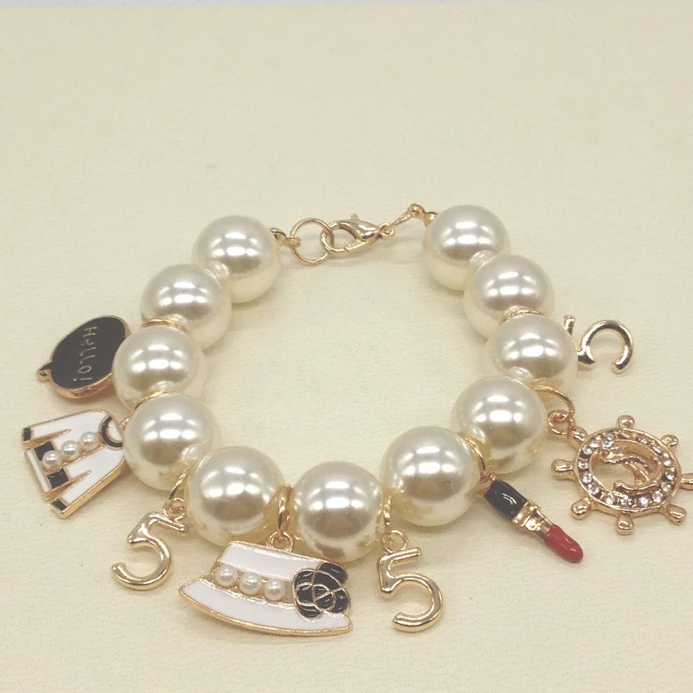 

Pearl charm anchor elastic bracelets&bangles for women/wholesale/pulseras/pulseira/brazalete/bracciale/bransoletka