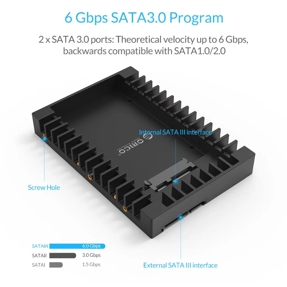 ORICO 2,5 до 3,5 дюйма адаптер жесткого диска HDD Caddy Поддержка SATA 3,0 Поддержка 7/9,5/12,5 мм 2,5 дюймов SATA hdd и SSD(1125SS