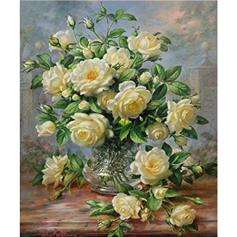 

5D DIY Diamond Painting Yellow Rose Cross Stitch Full Drill Round Diamond Embroidery Flowers Mosaic Pictures Home Decor