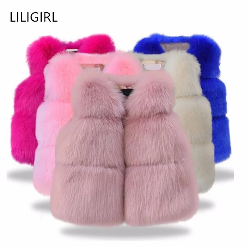 Детский утепленный жилет LILIGIRL 11 цветов из искусственного меха для маленьких