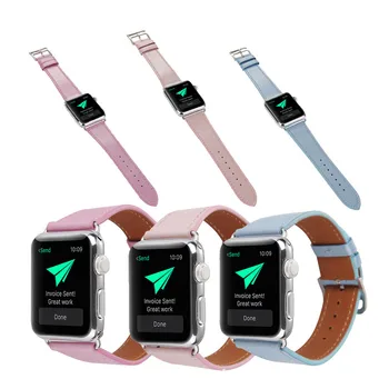 

Fashion 38/42mm Apple Watchband for Women Genuine Leather Replacement Wrist Strap with Adapters for iWatch Band AMS Glitter Band
