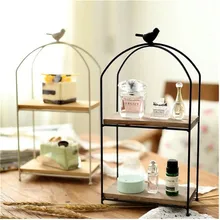 Iron Storage Shelf Display Cosmetics Storage Hanging Rack Wooden Shelf Organizer Girls Cosmetics Desktops Desktop Storage Rack