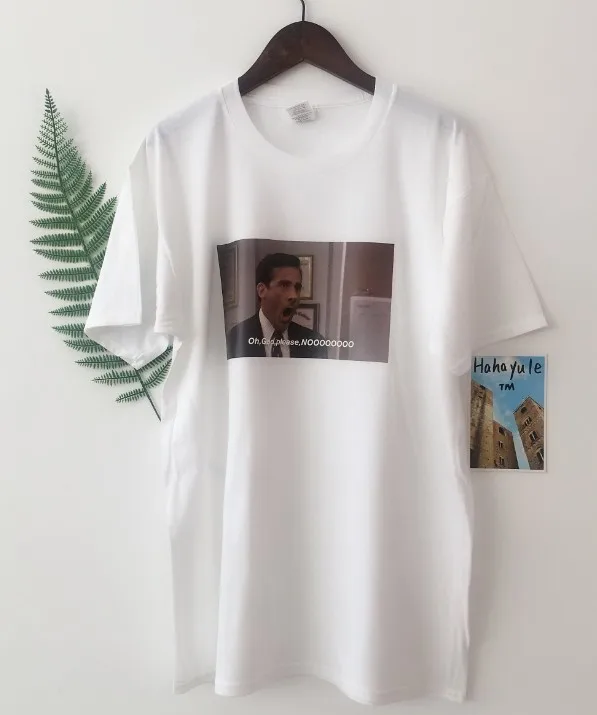 HAHAYULE-JBH, летняя модная футболка Oh God No, унисекс, офис, ТВ-шоу, забавная футболка, модная футболка Meme