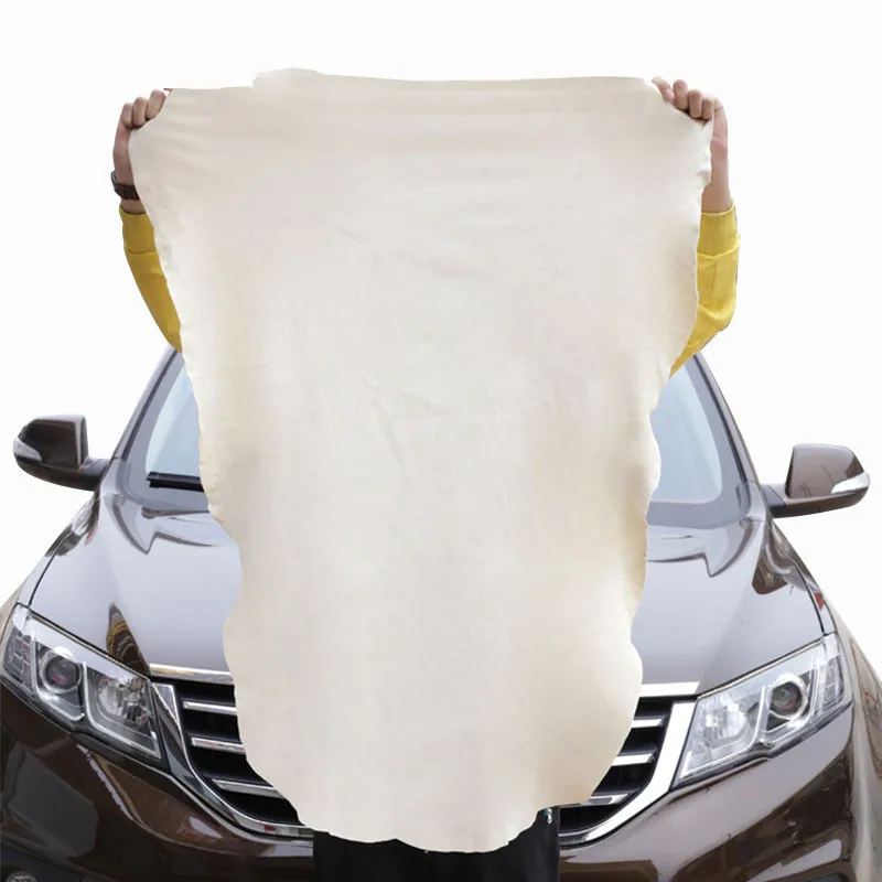 

1pc Natural Elastic Shammy Chamois Leather Car Cleaning Towels Irregular Free Shape Drying Washing Care Polishing Cloth 45x60cm