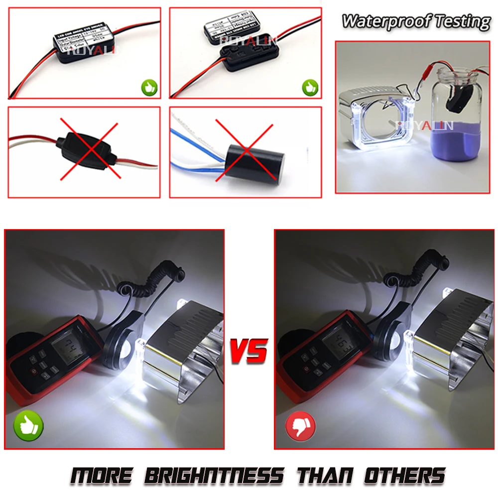 ROYALIN Car 3.0 H1 Bi Xenon Lens Switchback LED Angel Eyes Full Metal Motorcycle Turn Signal Lights H4 H7 Hi/Lo Lamp Retrofit ROYALIN Car 3.0 H1 Bi Xenon Lens Switchback LED Angel Eyes Full Metal Motorcycle Turn Signal Lights H4 H7 Hi/Lo Lamp Retrofit