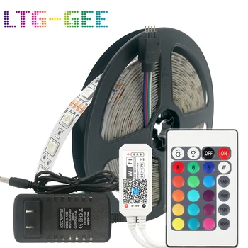 

DC12V 5050 LED Strip RGB RGBW RGBWW 60LEDs/m 5M with mini WiFi Controller and 3A power supply LED Strip set for home decoration