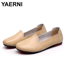 YAERNI/Женская обувь из натуральной кожи на плоской подошве; мокасины ручной работы; повседневная обувь; женские лоферы; мягкая удобная обувь для вождения; большие размеры 43