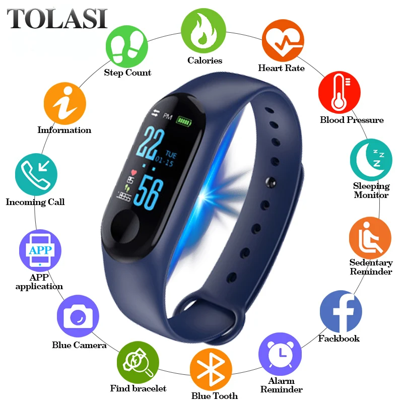 

Color M3 IPS Screen Smart Sport Fitness Bracelet IP68 Waterproof Blood Pressure Oxygen Activity Tracker For Men Women watches