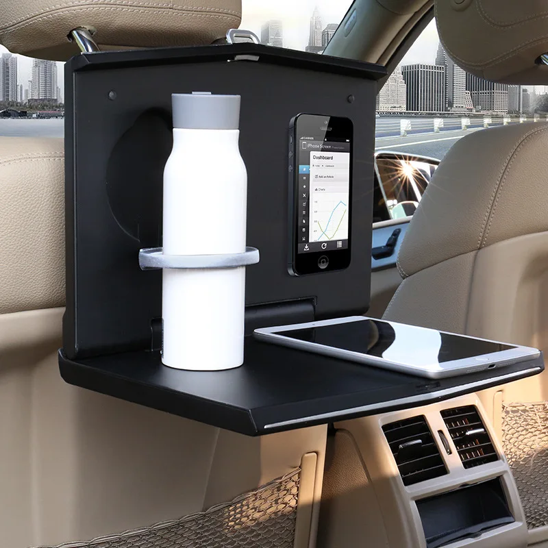 

QHCP Foldable Car Seat Back Drink/Food Table Green PVC Folding Laptop Stand Notebook Tray Table for Travel/Work Universal in Car