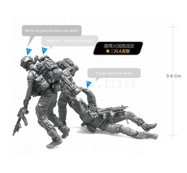 Tobyfancy 1/35 Modern U.S. Navy Elite Marines Army Rescue Comrades Statue Military Soldier Resin Model Figure BEE-16 | Игрушки и хобби