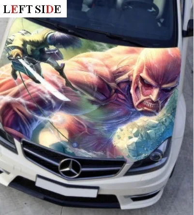 

LEFT SIDE Funny Car Stickers Big Man Engine Hood Cartoon Cool Decal Styling Cover Waterproof DIY Camouflage Protective Film