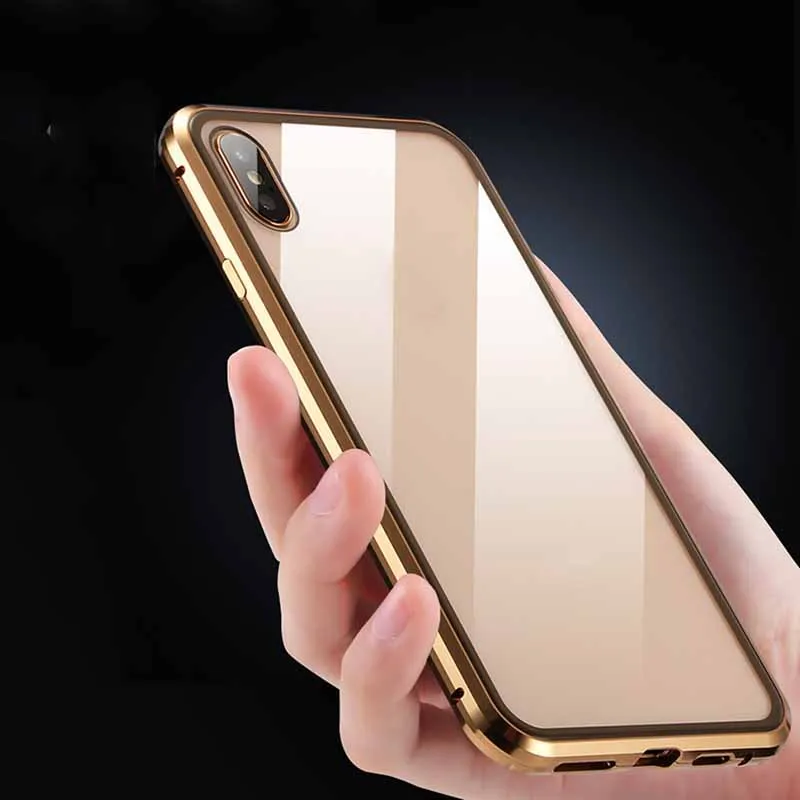 Suntaiho Магнитный чехол для iPhone XS чехол XS Max двойной закаленное стекло магнит адсорбционный чехол для iPhone 8 Plus стекло 7 XR крышка