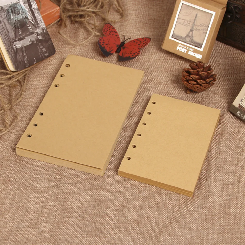 vintage notebook paper 6 ring binder 80 sheets blank kraft