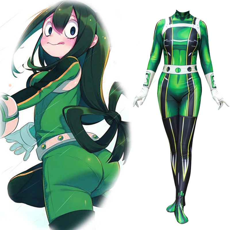 Boku no Hero Academy Asui Tsuyu Комбинезоны Косплей Костюм мой герой Academy Zentai боевой костюм из лайкры для женщин