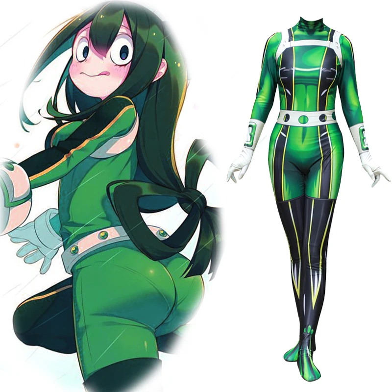 Комбинезон Asui Tsuyu Boku костюм для косплея моя геройская академия зентай боевой из