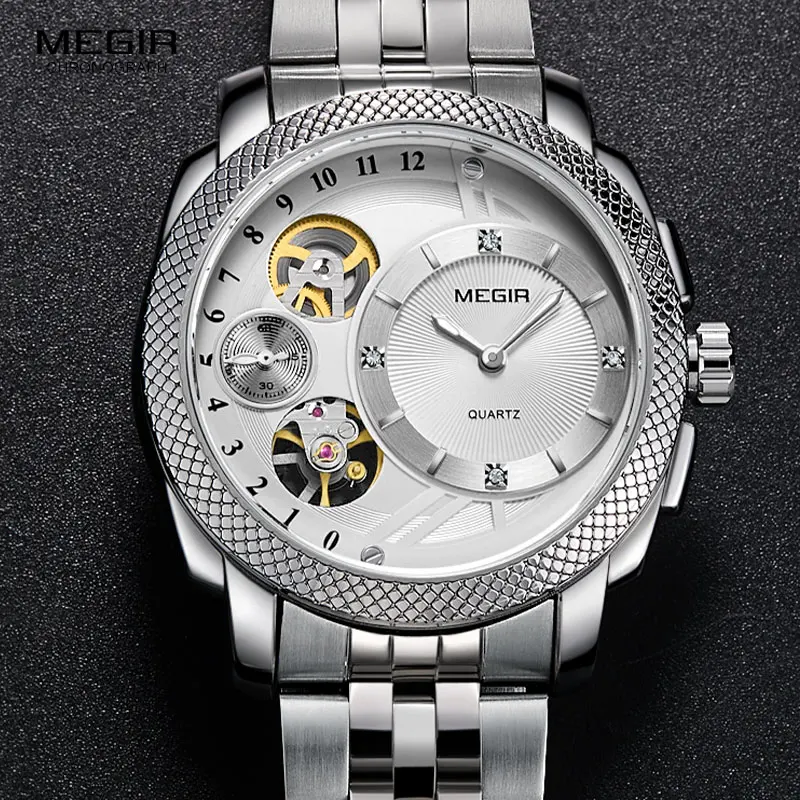 $35.48 Megir Men Steel Quartz Wrist Watches Fashion Waterproof Clock Relojes Decorative Mechanical Relog
