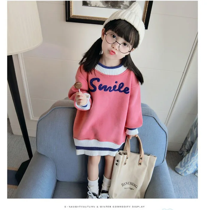 

2018 New Winter Item Girl Thick Warm Print Dress Two Colors