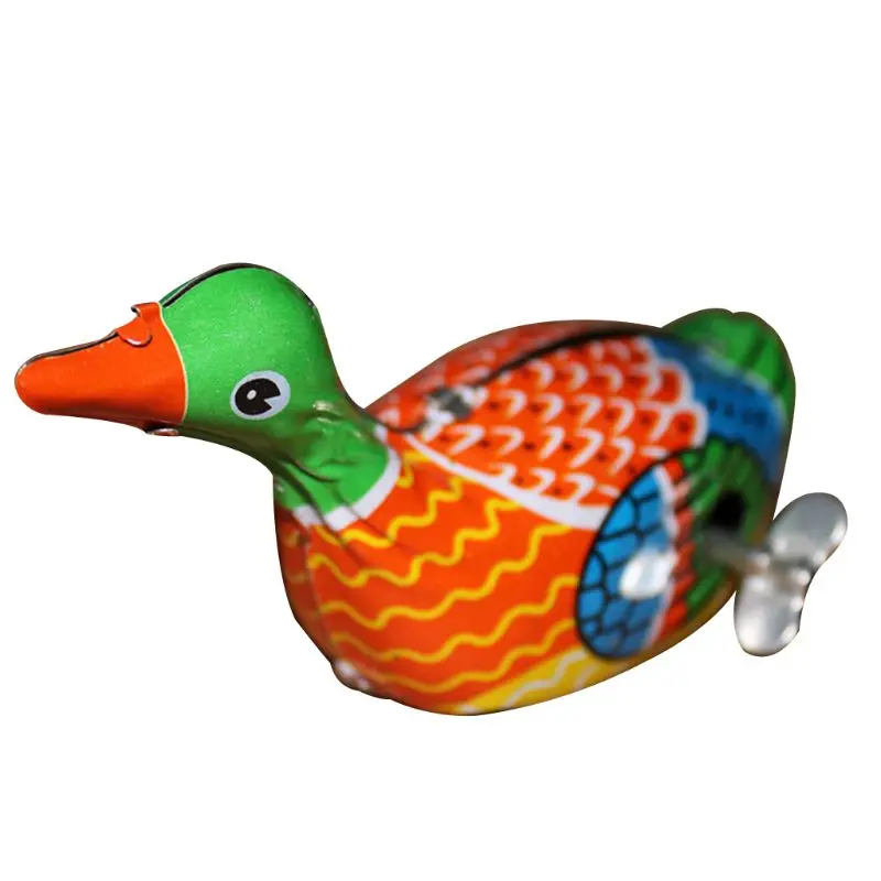 Retro Vintage Classic Clockwork Wind Up Walking Metal Tin Swimming Duck Goose Kids Toy Funny Gift