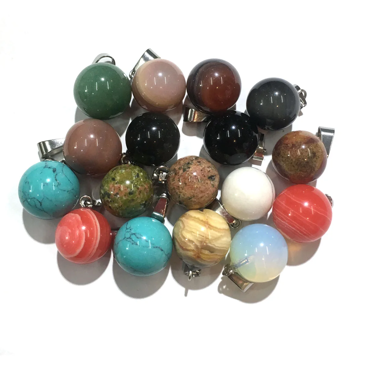 

LE SKY 10 PCS Natural Stone Pendants Round Crystal Tiger Eye Stone Necklace Pendant for Jewelry Making Good Quality Size 13mm