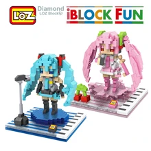 Hatsune Miku Figura Brinquedo LOZ 3D Modelo Hatsune Miku Cosplay Brinquedos de Montagem de Blocos de Construção de Diamante 14 + Gift
