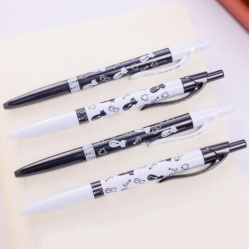 

1 Pc Cute Black White Cat Ballpoint Pen Kawaii 0.5mm Blue Stationery Pen For Kids Office School Supplies