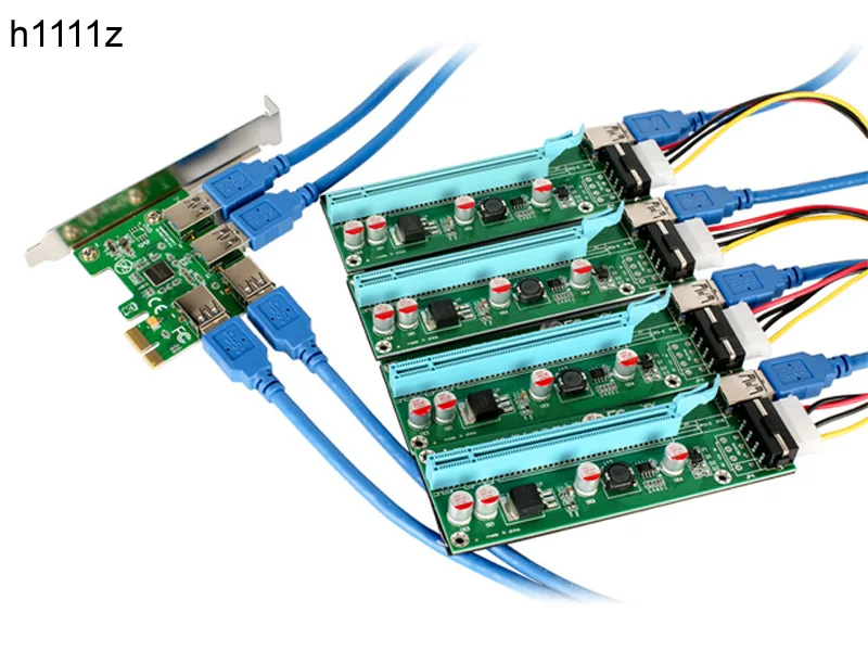 ^Cheap New PCI-E 1x to 4 Ports PCIe 16x Mining Machine Enhanced Extender Riser Card Adapter PCI Express 1X to 4 PCIE Slot for BTC Miner