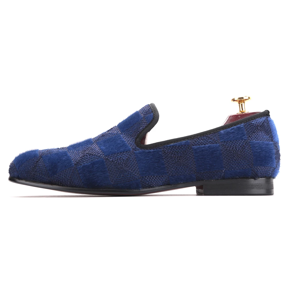 Para Zapatos Diseño Hecho Hombres rojo Hombre Caballo Colores Con Mano Dos Pelo Mocasines A Estampado Terciopelo Los Vestir De 2018 Azul q4awSgtxv