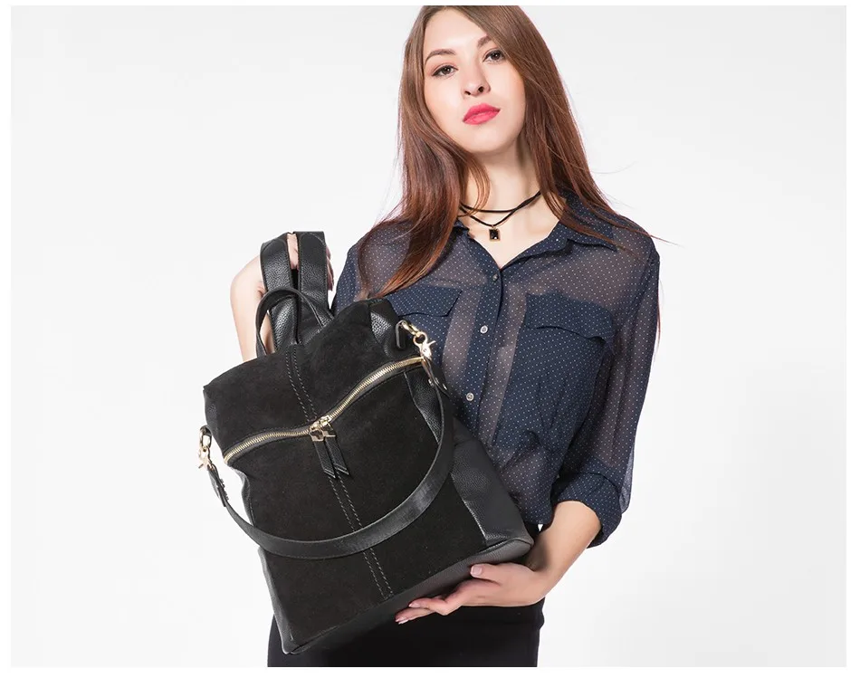 Женский кожаный рюкзак LOVEVOOK, школьный спортивный портфель большого объёма для девочек подростков, дамская сумка через плечо из натуральной кожи и замши, повседневная наплечная сумка для путешествиея