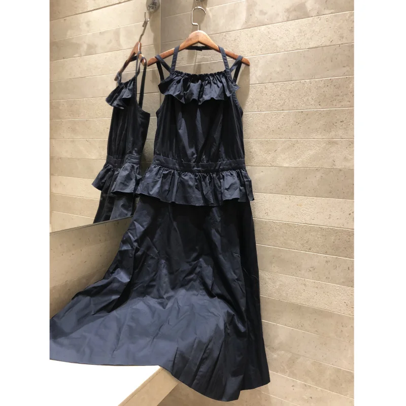 

Maxi cotton dress silk lining ladies summer beach casual sexy Ruffle backless elegant long dress