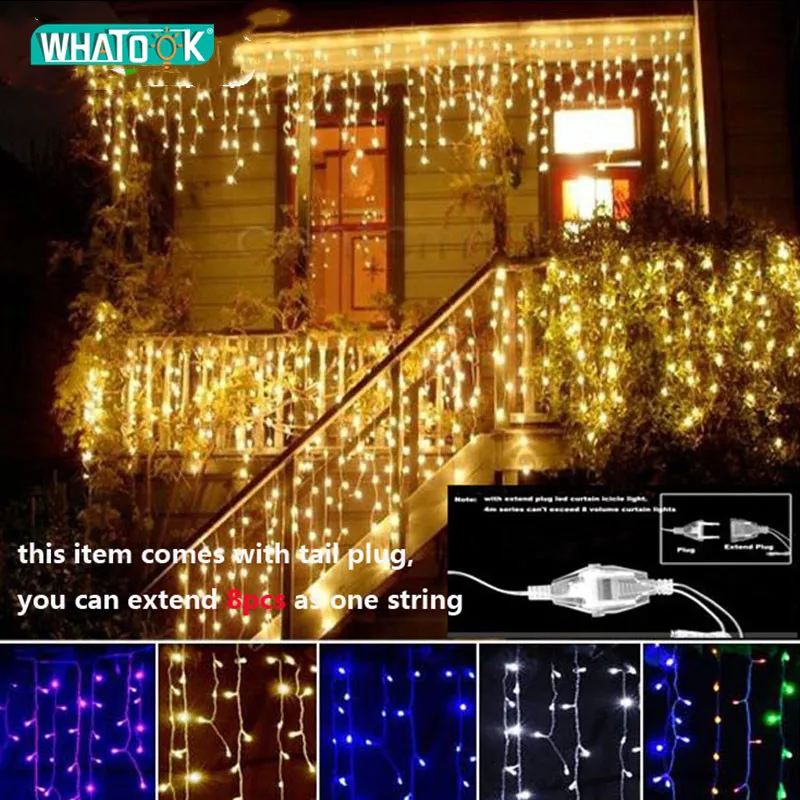 Christmas Garland LED Curtain Icicle String Light 220V 4.5m 100Leds Indoor Drop LED Party Garden Stage Outdoor Decorative Light