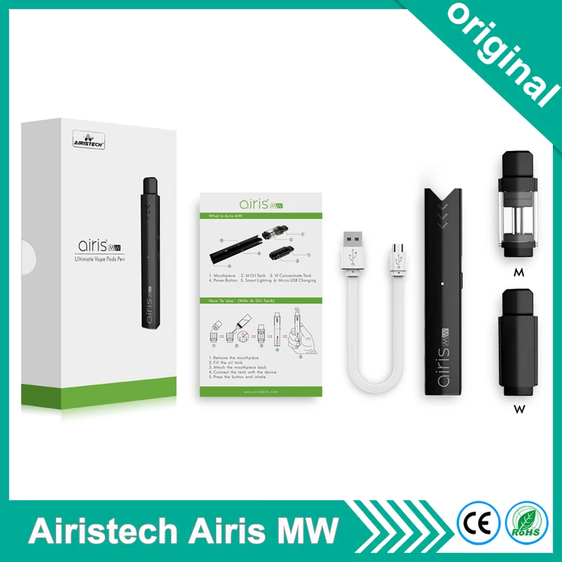 

Original Dry herb Vaporizer Airistech Airis MW 2 in 1 Wax Oil Pod Vape Pen e-Cigarette kit 350mAh Battery