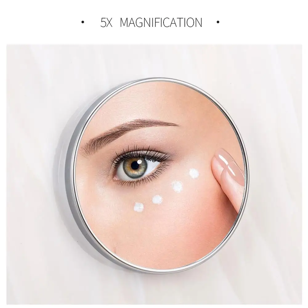 smartloc Suction Cup Wall Mounted 5X Magnifying Round Bathroom Mirror Bath Makeup Cosmetic Make up Mirrors Organizer Accessories