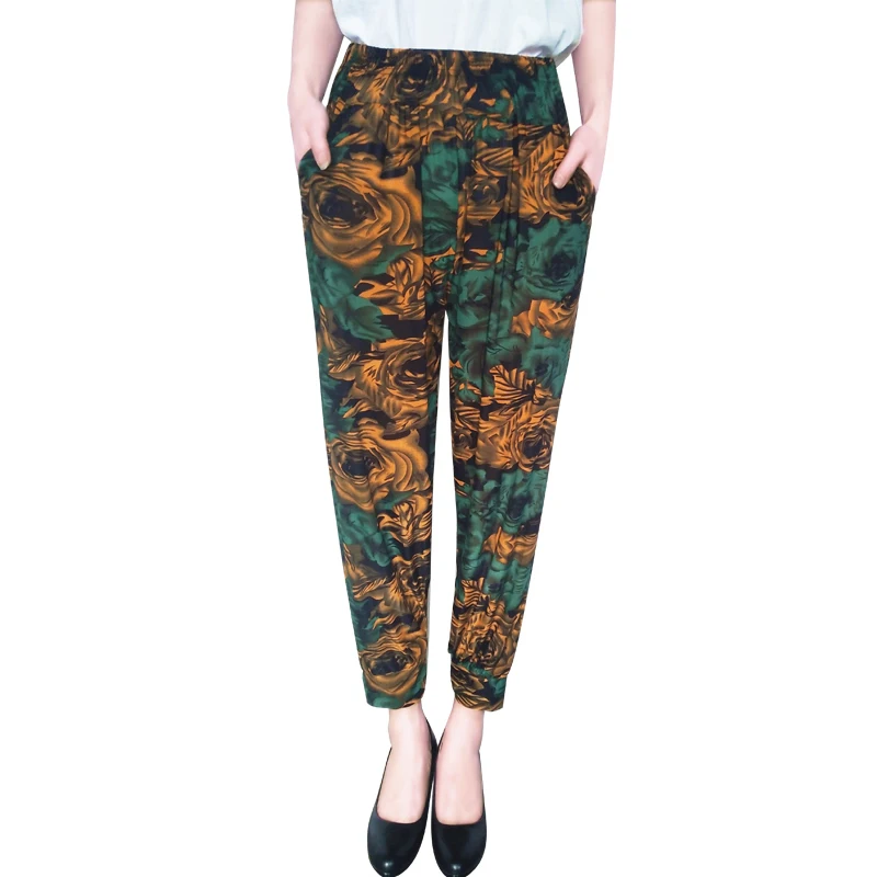 Женские брюки Лето Осень повседневные штаны с цветочным принтом эластичные тонкие узкие брюки элегантные брюки Pantalon Femme - Цвет: 8