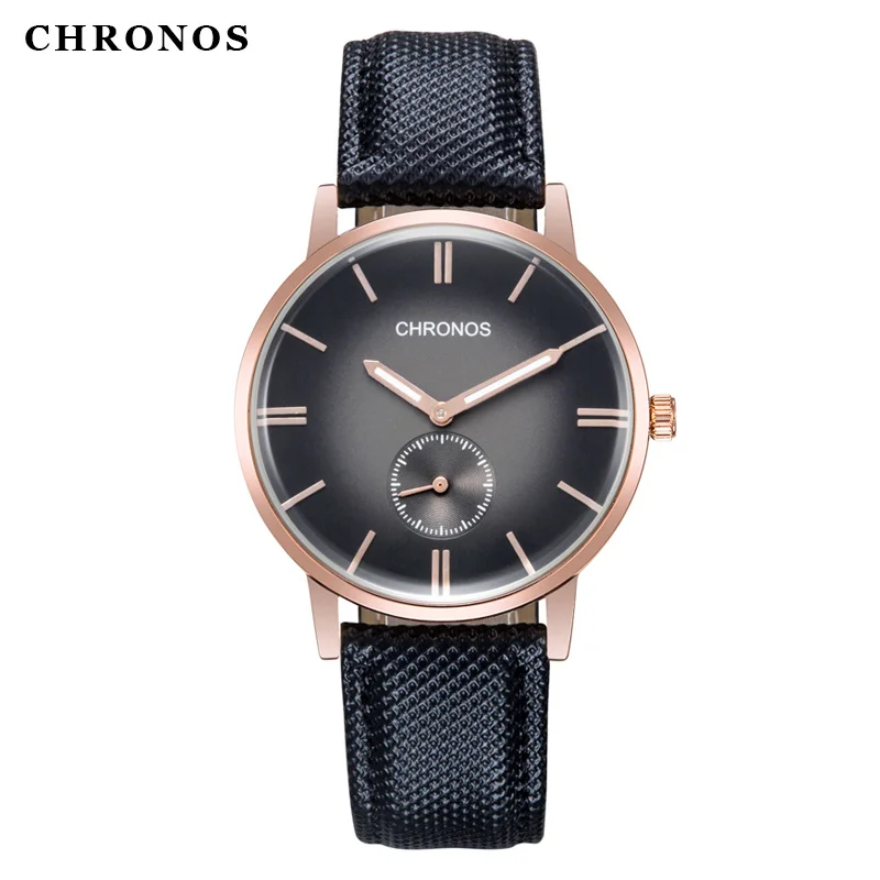 Мужские часы Топ бренд класса люкс CHRONOS кварцевые мужские розовое золото