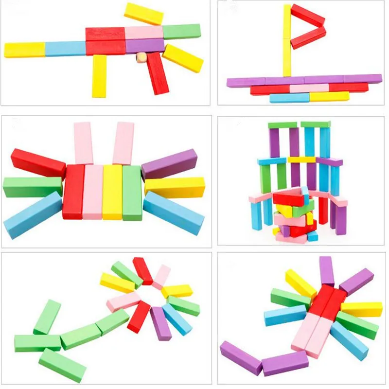 48Pcs Wooden Stacking Tumbling Tower Building Blocks Traditional Board Game Fun Maker (6)