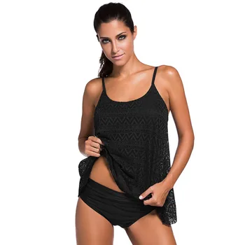 

New Two-piece suit women sexy lace bikini set plus size swimwear printed tankini set padded bathing suit maillot de bain plavky
