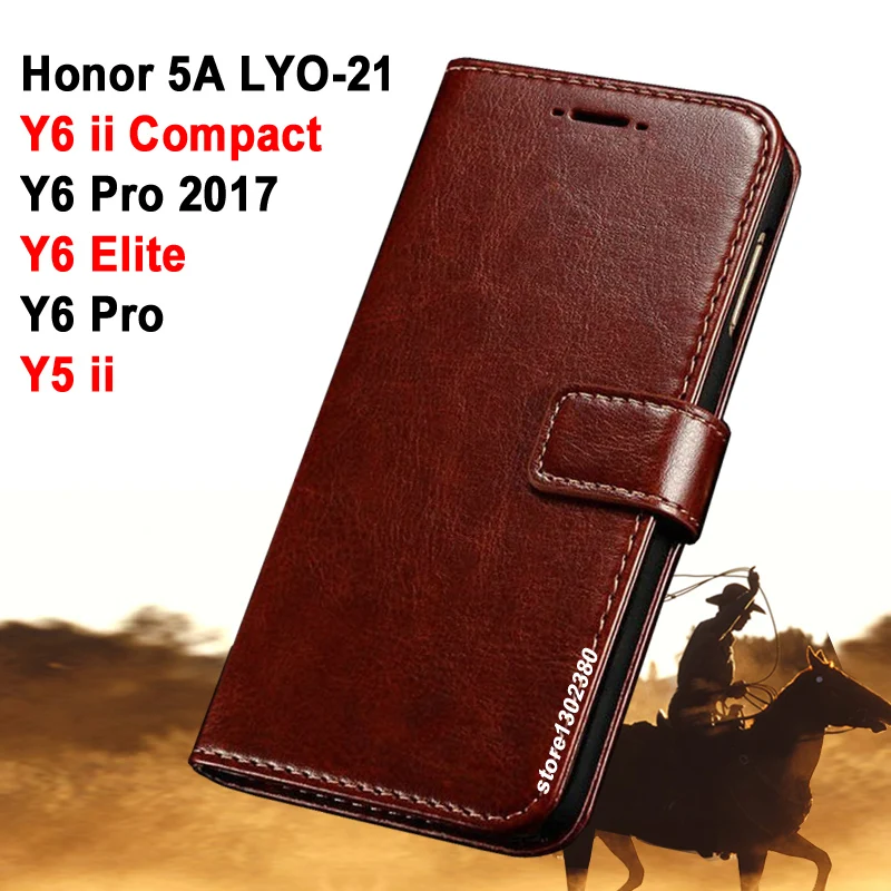Чехол для Huawei y6 pro 2017 чехол y 6 y5 ii кожаный Crazy horse компактный из искусственной кожи