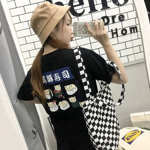 

Japanese Letter Printed Casual Loose Fashion Hit All Match 2019 Summer Hit Hot Sale Female Women Short Sleeve Top T-shirts