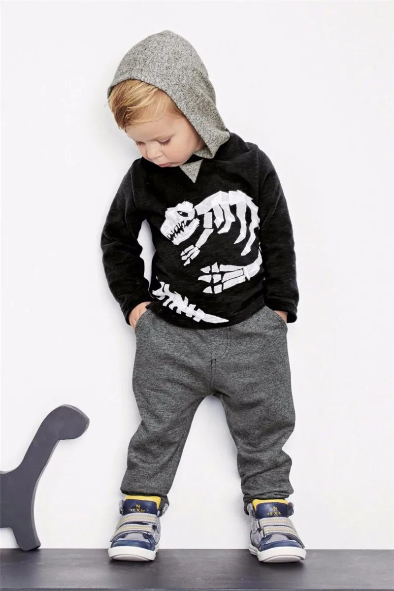 For Boys Hooded Sweater T-shirts Tops Clothing Autumn Winter New Dinosaur Fossil Printing Next Brand Full Sleeve Kids Clothes 04