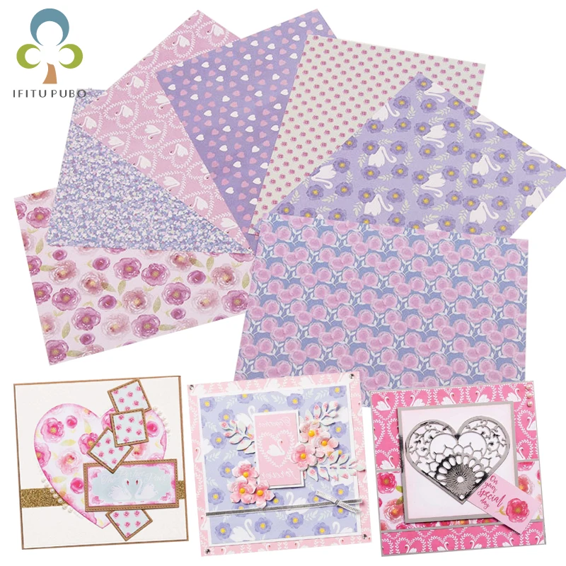 

14 Sheets Pueple Flower Patterned Paper Scrapbooking Paper Pack Handmade Craft Paper Craft Background Pad GYH