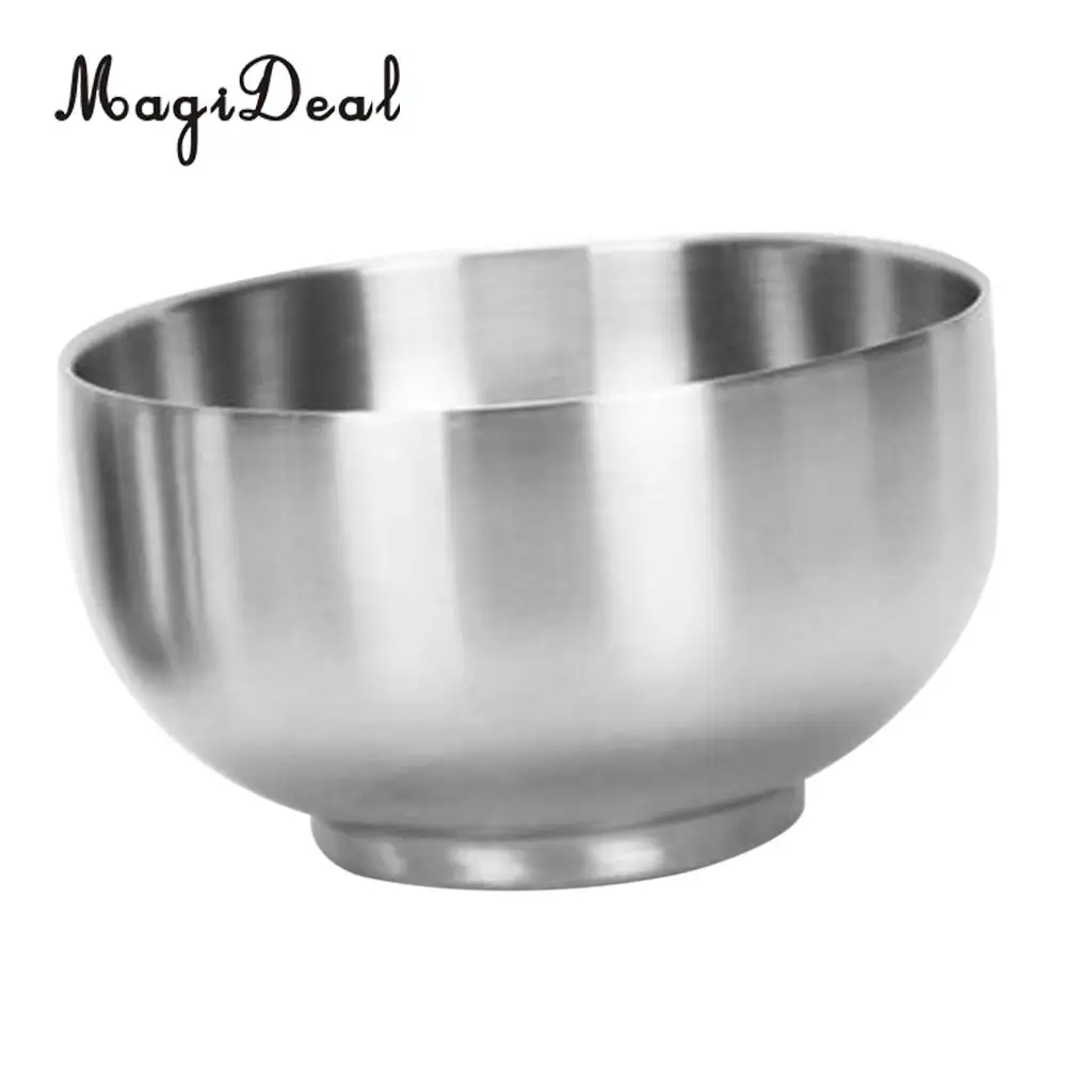 MagiDeal Stainless Steel Bowl Double Wall Insulated Kids Bowl Soup Rice Salad Bowls