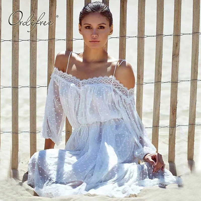 2836 45 De Réductionrobe Longue De Plage En Dentelle Blanche Ordifree Robe Longue De Plage Robe Dété 2019 In Robes From Mode Femme Et Accessoires