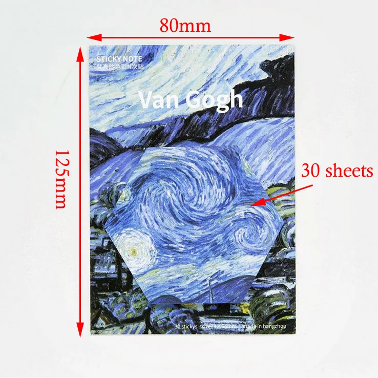 4pcs/lot Van Gogh memo pads Geometry Sticky Note Post It Starry night guestbook stickers Stationery Office School supplies 01927