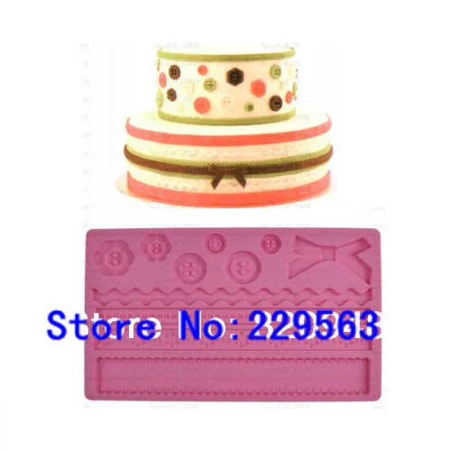 

Beautiful 20*13*1cm Emboss Button Bow Fabric Button Vara Bow Shape Cake Decoration Silicone Fondant Mold Sugar Paste Mould