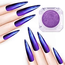 Born Queen фиолетовый жемчужный порошок для ногтей зеркальный эффект Блеск Стразы для маникюра порошок хромового пигмента маникюр Дизайн ногтей украшение