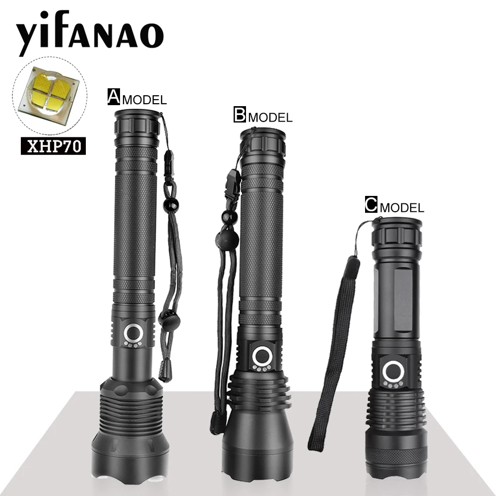 

XHP70 XHP50 LED Flashlight USB Zoom LED Torch 18650 26650 Rechargeable Battery Hunting Lamp Lanternas With Power Reminder