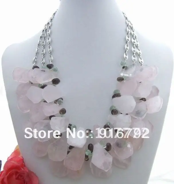 

free shipping >>>>>Charming! Pink Quartz@@Crystal Necklace