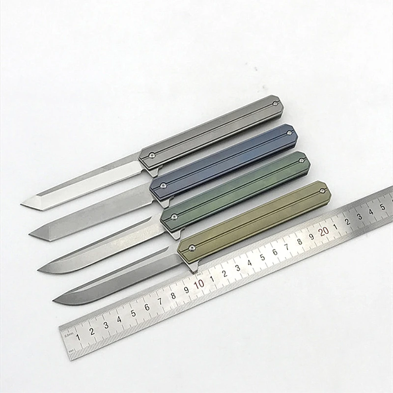 Продажа Новый тактический складной нож шарикоподшипник Флиппер D2 лезвие TC4 Titanium ручка Отдых на природе Выживание карманный нож Открытый EDC инструме...